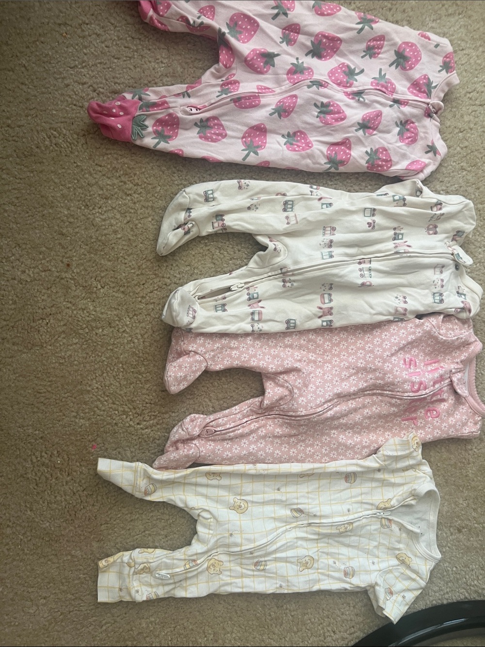 Carter's Pink and Cream Mixed Print Footed Pajama Set